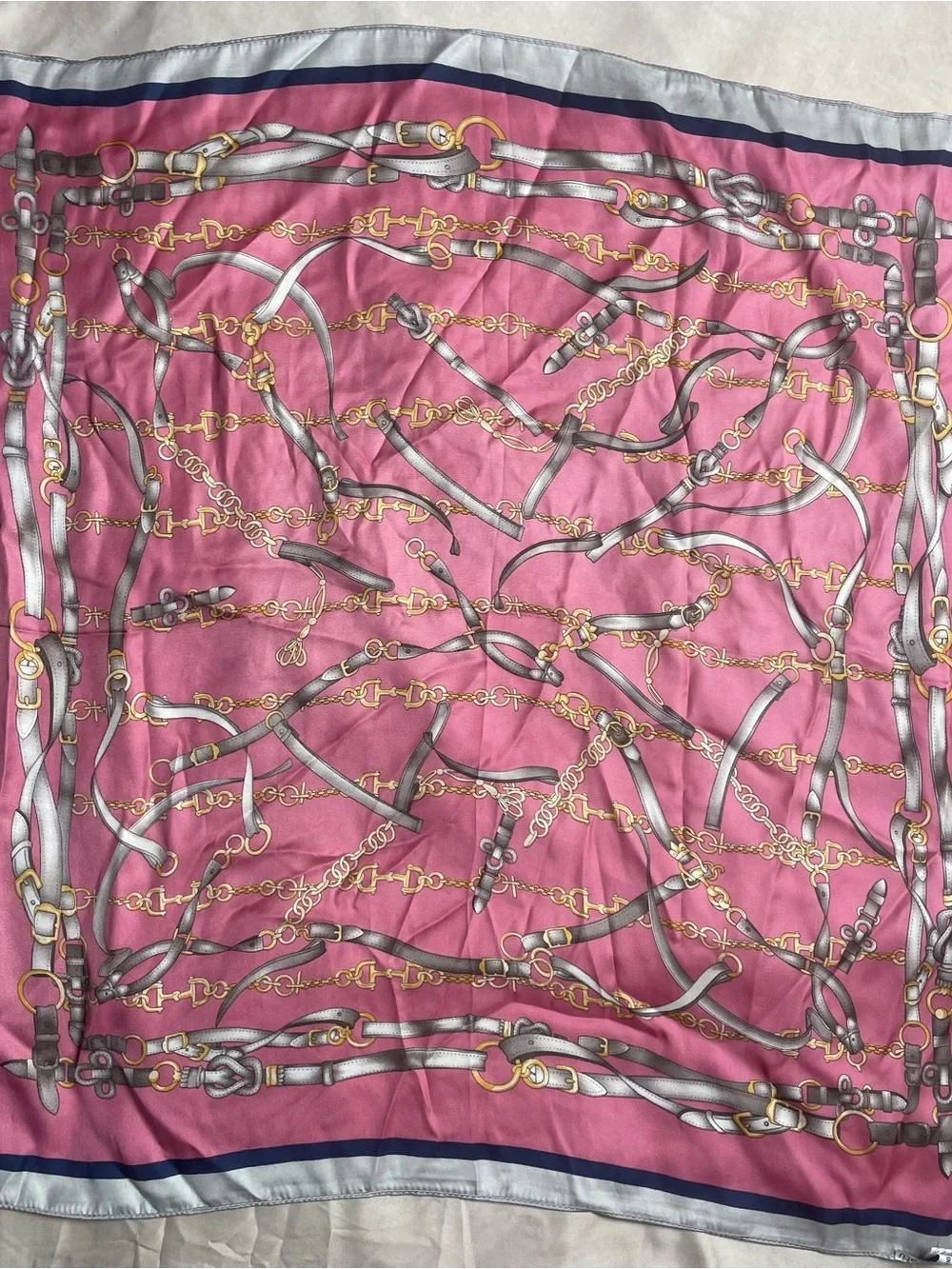 Vintage BOGNAR BLU Italy Silk Equestrian Scarf – Pink
